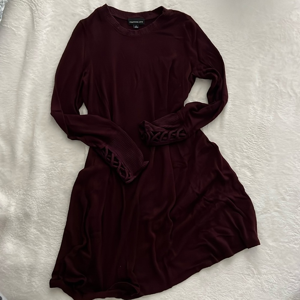 Burgundy Sweater Dress • Fortune + Ivy • L